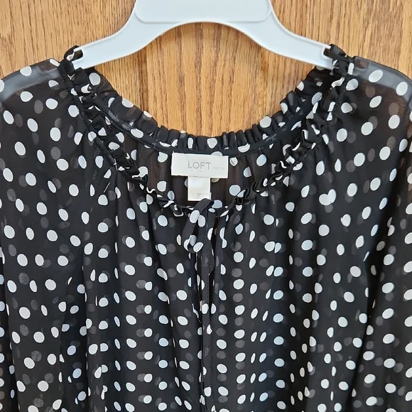 LOFT Black and White Polka Dot Blouse - Picture 2 of 4